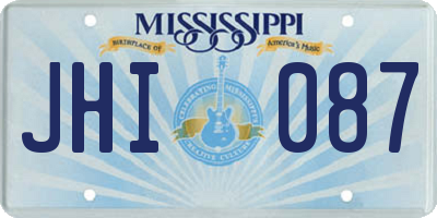 MS license plate JHI087
