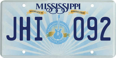 MS license plate JHI092