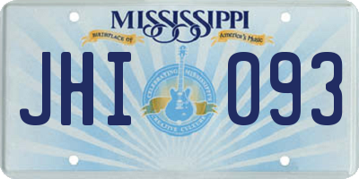 MS license plate JHI093
