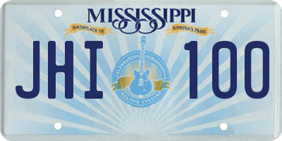 MS license plate JHI100