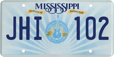 MS license plate JHI102