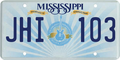 MS license plate JHI103
