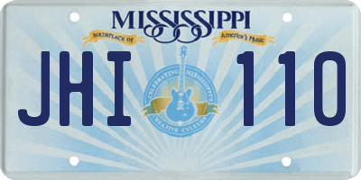 MS license plate JHI110