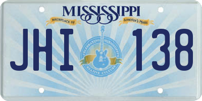 MS license plate JHI138