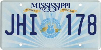 MS license plate JHI178