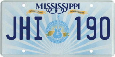 MS license plate JHI190