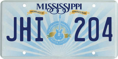 MS license plate JHI204