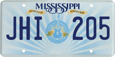 MS license plate JHI205