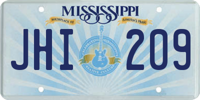 MS license plate JHI209