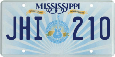 MS license plate JHI210