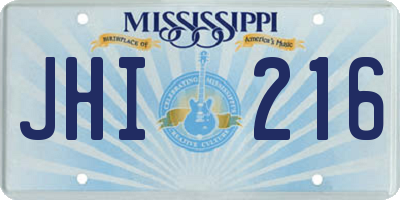 MS license plate JHI216
