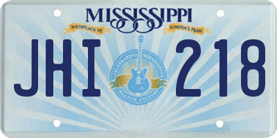 MS license plate JHI218