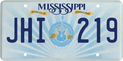 MS license plate JHI219