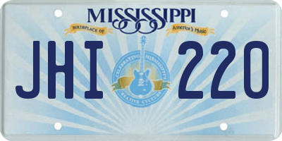 MS license plate JHI220
