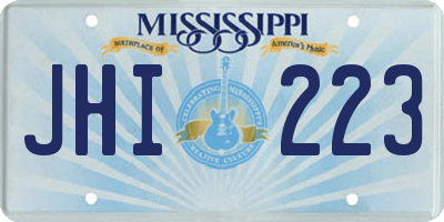 MS license plate JHI223