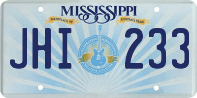 MS license plate JHI233