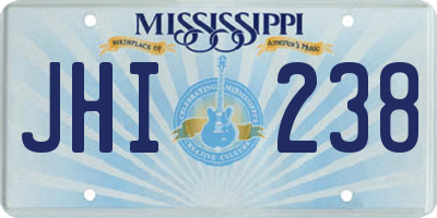 MS license plate JHI238