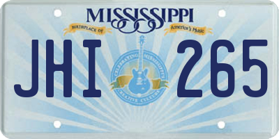 MS license plate JHI265