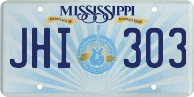 MS license plate JHI303