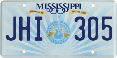 MS license plate JHI305