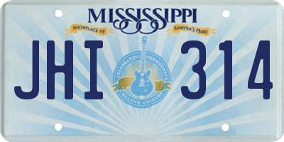 MS license plate JHI314