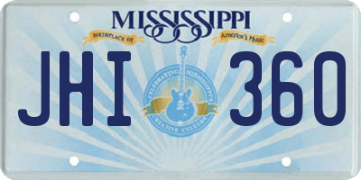 MS license plate JHI360