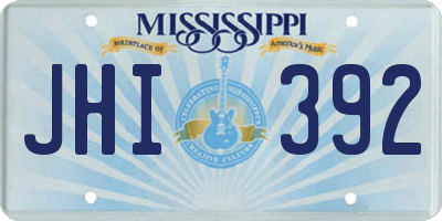 MS license plate JHI392