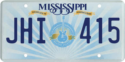 MS license plate JHI415