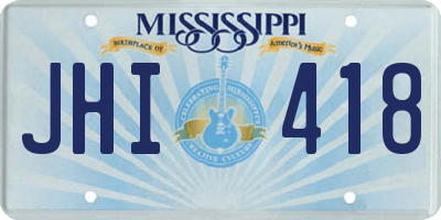 MS license plate JHI418