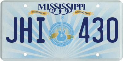 MS license plate JHI430