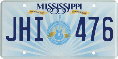 MS license plate JHI476