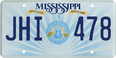 MS license plate JHI478