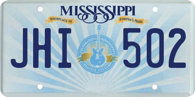 MS license plate JHI502