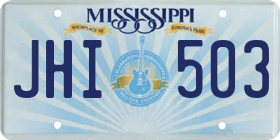 MS license plate JHI503