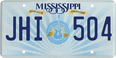 MS license plate JHI504