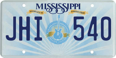MS license plate JHI540