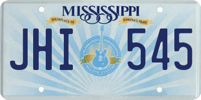 MS license plate JHI545