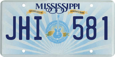 MS license plate JHI581