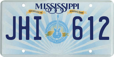 MS license plate JHI612