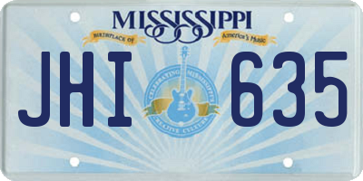 MS license plate JHI635