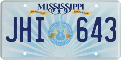 MS license plate JHI643