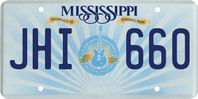 MS license plate JHI660