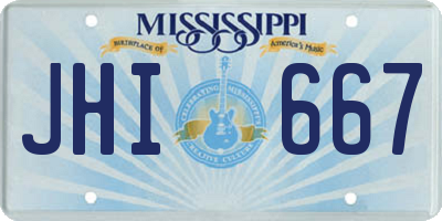 MS license plate JHI667
