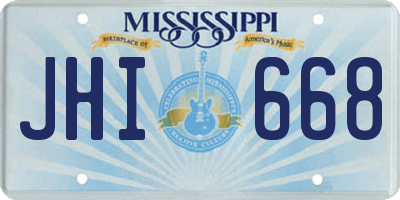 MS license plate JHI668