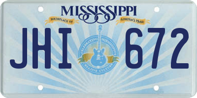MS license plate JHI672