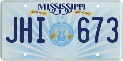 MS license plate JHI673