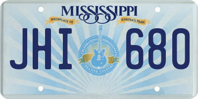 MS license plate JHI680