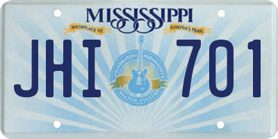 MS license plate JHI701