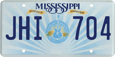 MS license plate JHI704