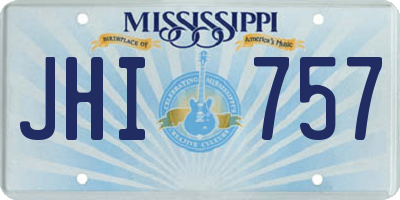 MS license plate JHI757